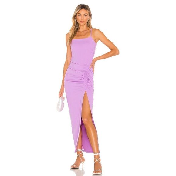 Susana Monaco Ruched Slit Maxi Dress in Violet‎ - Picture 1 of 12